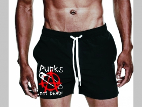 Punks not Dead plavky s motívom - plavkové pánske kraťasy s pohodlnou gumou v páse a šnúrkou na dotiahnutie vhodné aj ako klasické kraťasy na voľný čas